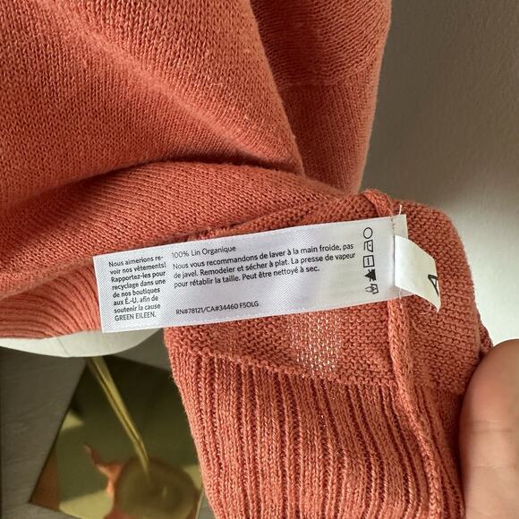 EILEEN FISHER Organic Linen Sweater Light Boxy Cut Boat Neck - Picture 4 of 7